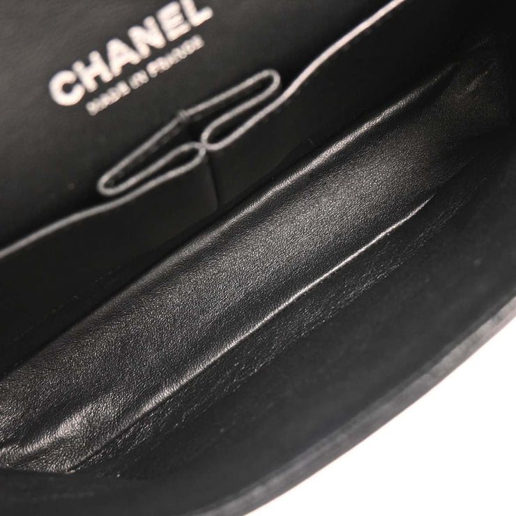 Chanel Black Satin Airline Medium Classic Double Flap Shoulder Bag XX08119