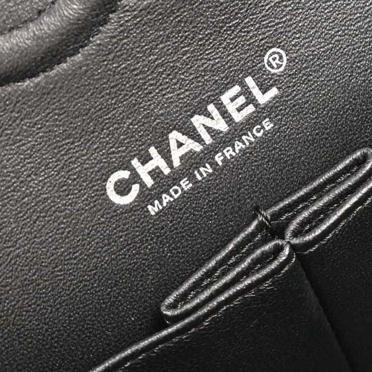 Chanel Black Satin Airline Medium Classic Double Flap Shoulder Bag XX08119