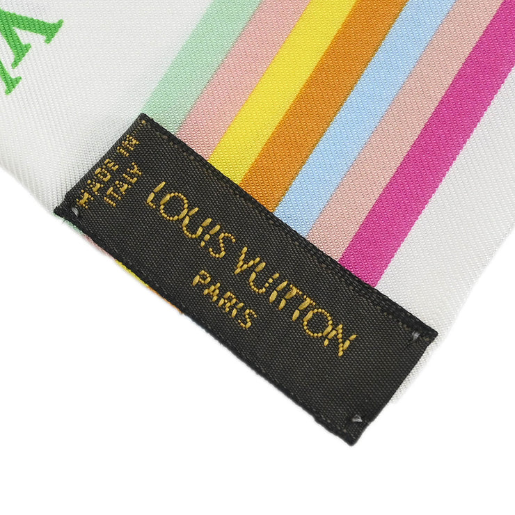 Louis Vuitton White Multicolor Bandeau Scarf M71991 Small Good XX37565