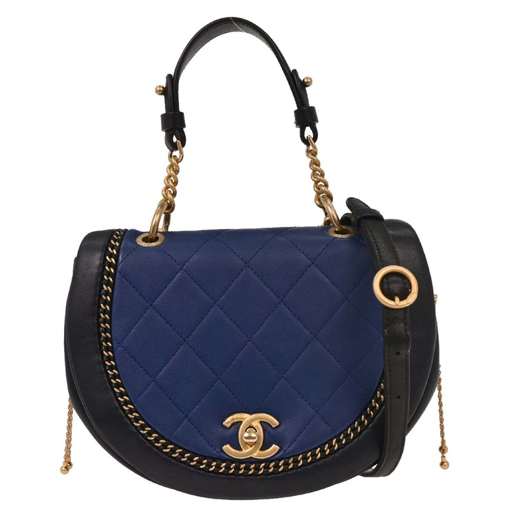Chanel Navy Calfskin 2way Handbag Shoulder Bag XX40077