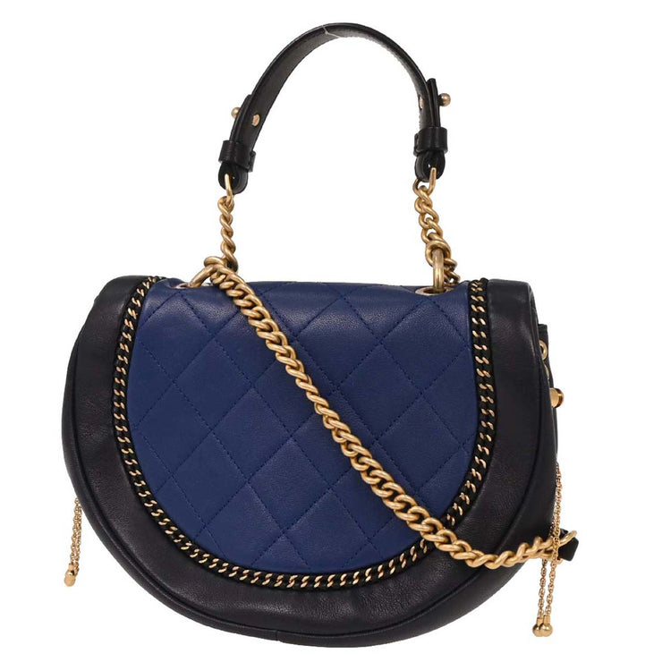Chanel Navy Calfskin 2way Handbag Shoulder Bag XX40077
