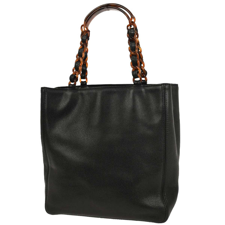 Chanel Black Calfskin Tote Chain Handbag XX40141
