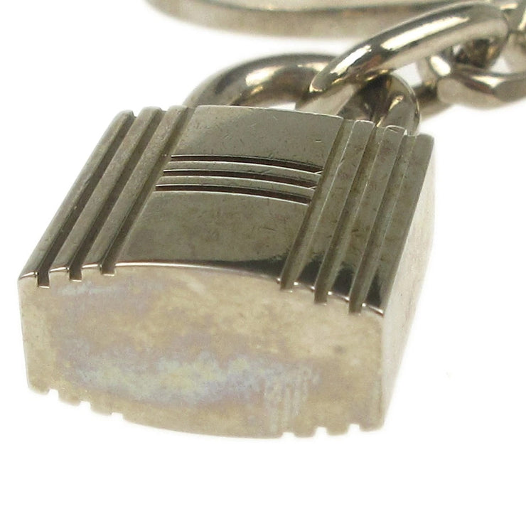 Hermes Amulet Bull Lock Key Holder Bag Charm Silver Small Good XX40381