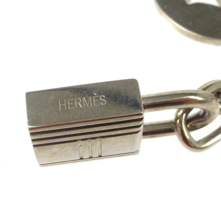 Hermes Amulet Bull Lock Key Holder Bag Charm Silver Small Good XX40381