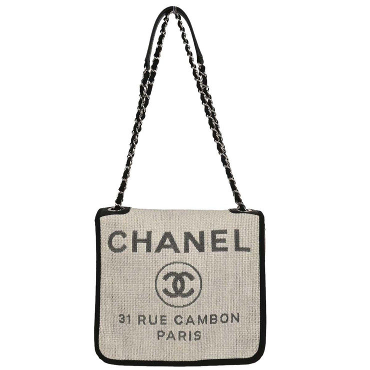 Chanel Gray Straw Deauville Shoulder Bag XX40508