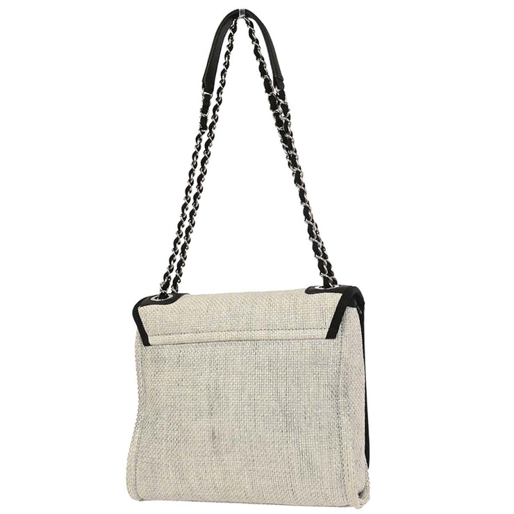 Chanel Gray Straw Deauville Shoulder Bag XX40508