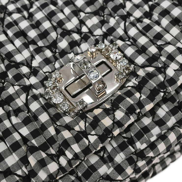 Miu Miu Black White Matelasse Bijou Chain Shoulder Bag 246 XX40519