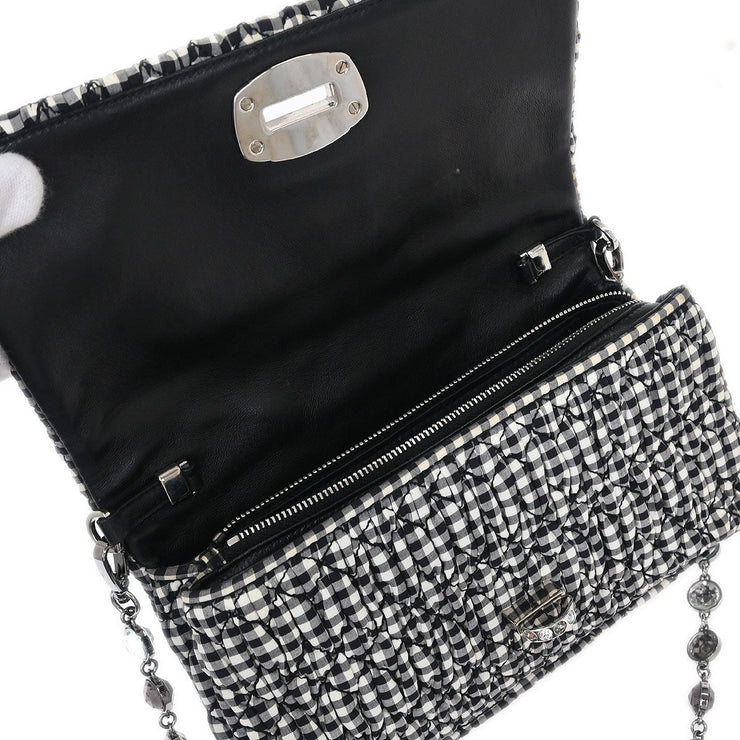 Miu Miu Black White Matelasse Bijou Chain Shoulder Bag 246 XX40519
