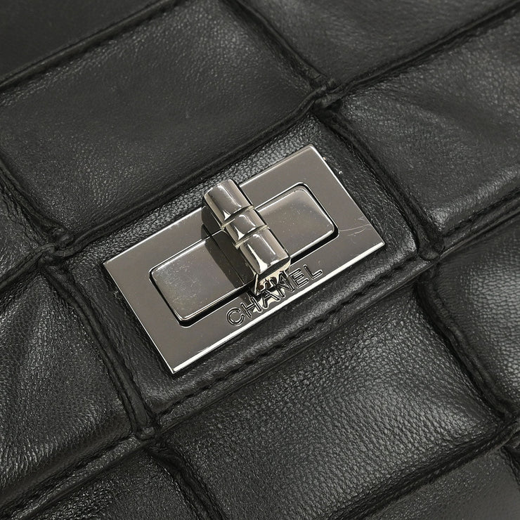 Chanel Black Lambskin Choco Bar Mademoiselle Lock Shoulder Bag XX40548