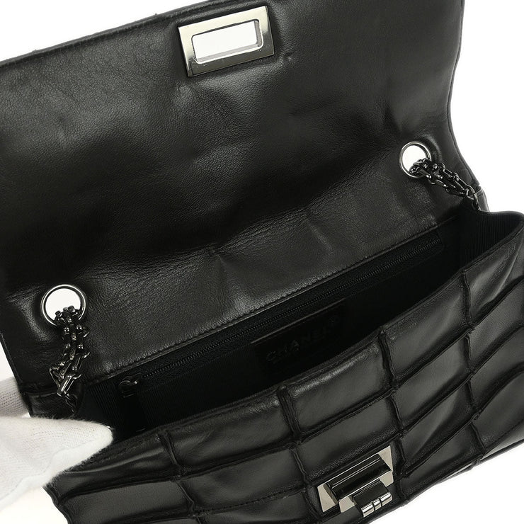 Chanel Black Lambskin Choco Bar Mademoiselle Lock Shoulder Bag XX40548