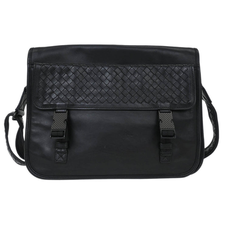 Bottega Veneta Black Intrecciato Messenger Bag B07745752N XX40696