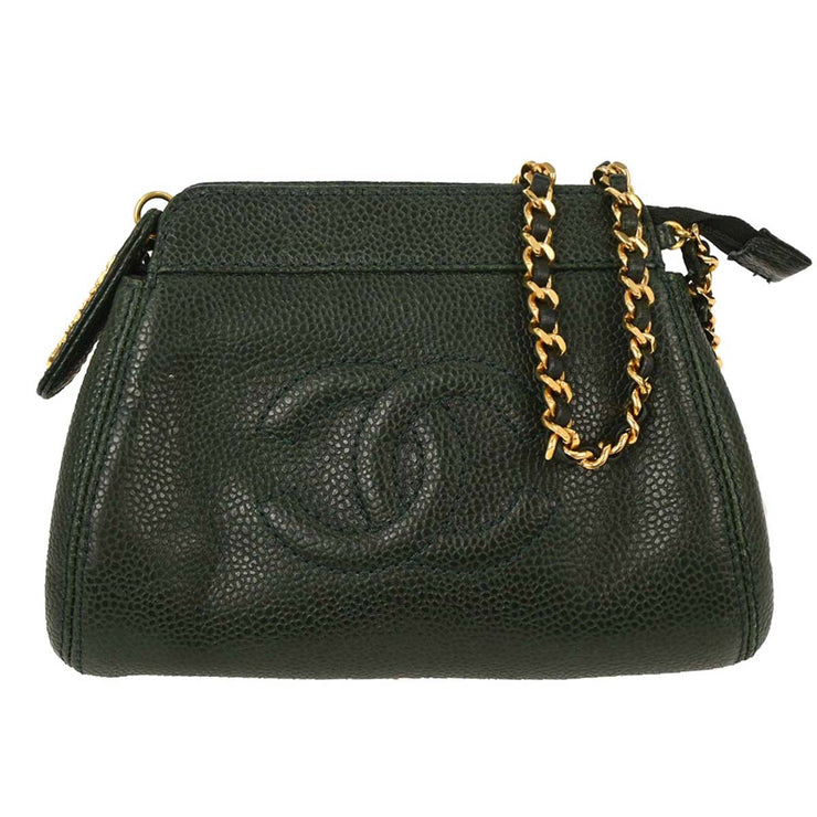 Chanel Dark Green Calfskin Chain Shoulder Bag XX40776
