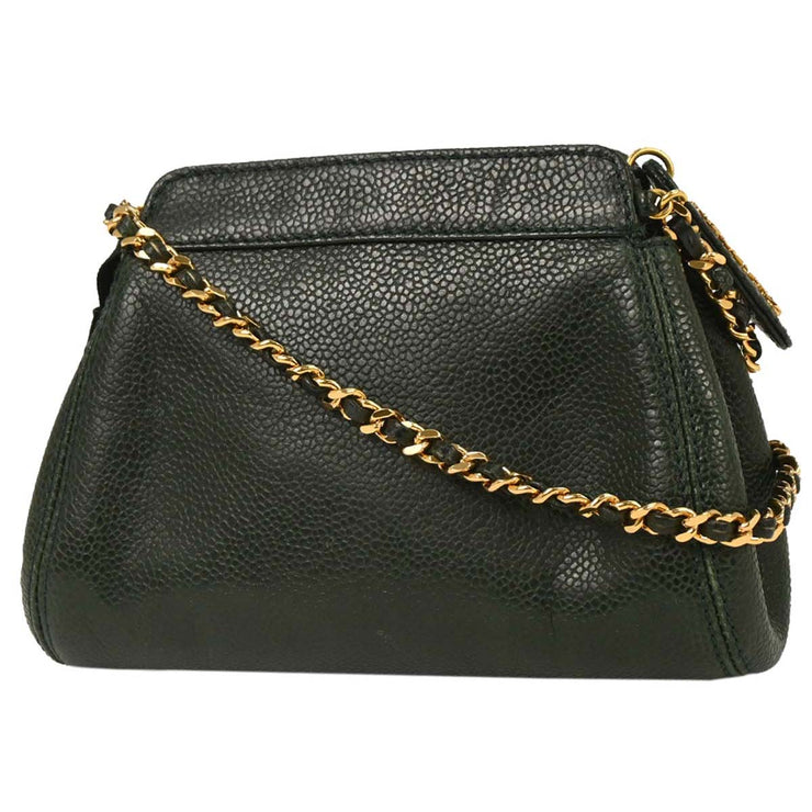 Chanel Dark Green Calfskin Chain Shoulder Bag XX40776