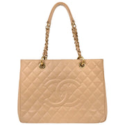 Chanel Beige Calfskin Grand Shopping Tote GST Chain Handbag XX50016