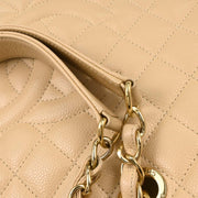 Chanel Beige Calfskin Grand Shopping Tote GST Chain Handbag XX50016