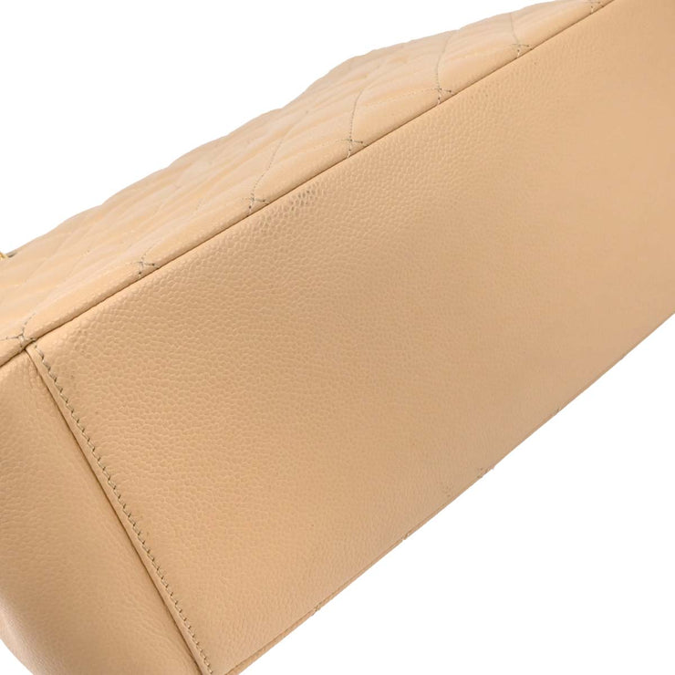 Chanel Beige Calfskin Grand Shopping Tote GST Chain Handbag XX50016