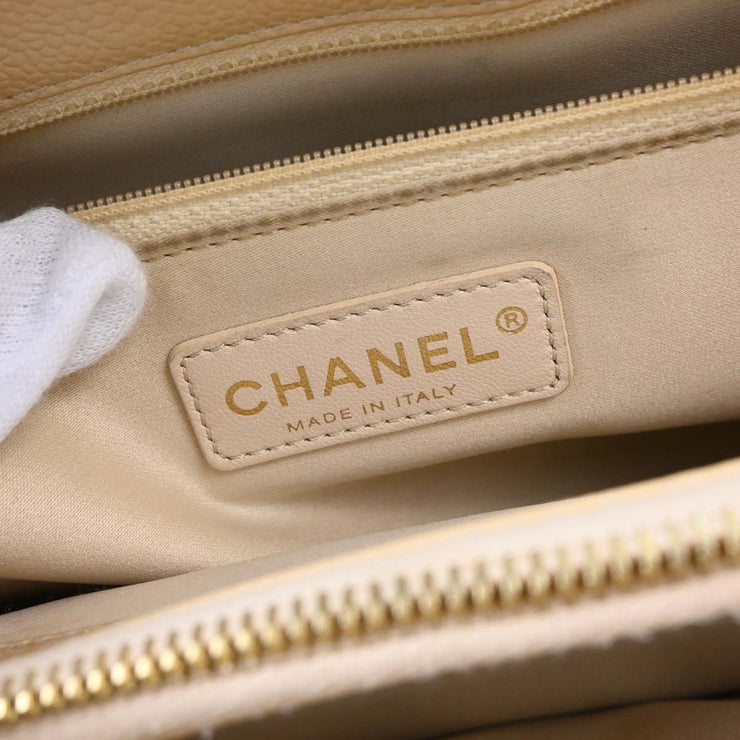 Chanel Beige Calfskin Grand Shopping Tote GST Chain Handbag XX50016