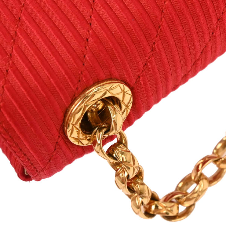 Chanel Red Satin Chevron Shoulder Bag XX90094