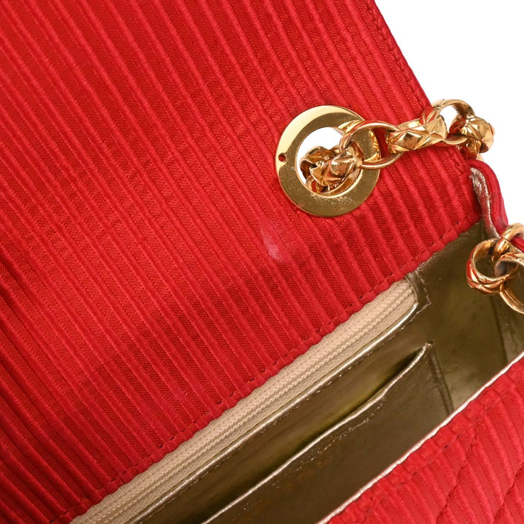 Chanel Red Satin Chevron Shoulder Bag XX90094
