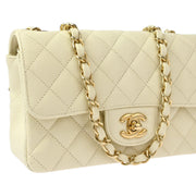 Chanel White Calfskin Single Flap Shoulder Bag XX92141