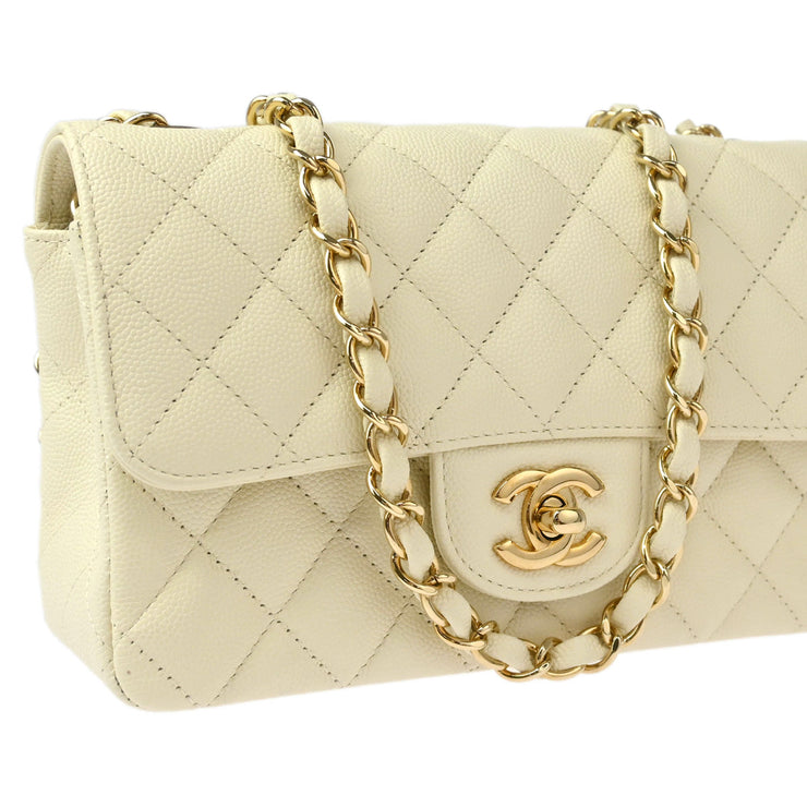 Chanel White Calfskin Single Flap Shoulder Bag XX92141