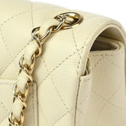 Chanel White Calfskin Single Flap Shoulder Bag XX92141