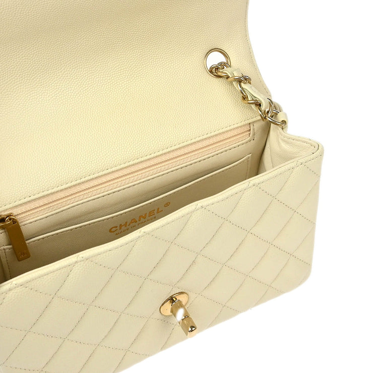 Chanel White Calfskin Single Flap Shoulder Bag XX92141
