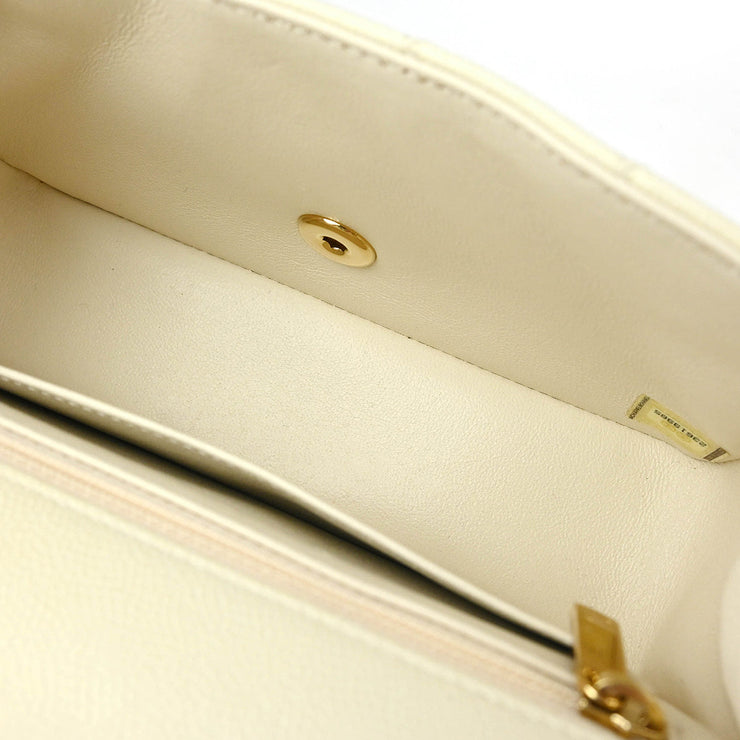 Chanel White Calfskin Single Flap Shoulder Bag XX92141