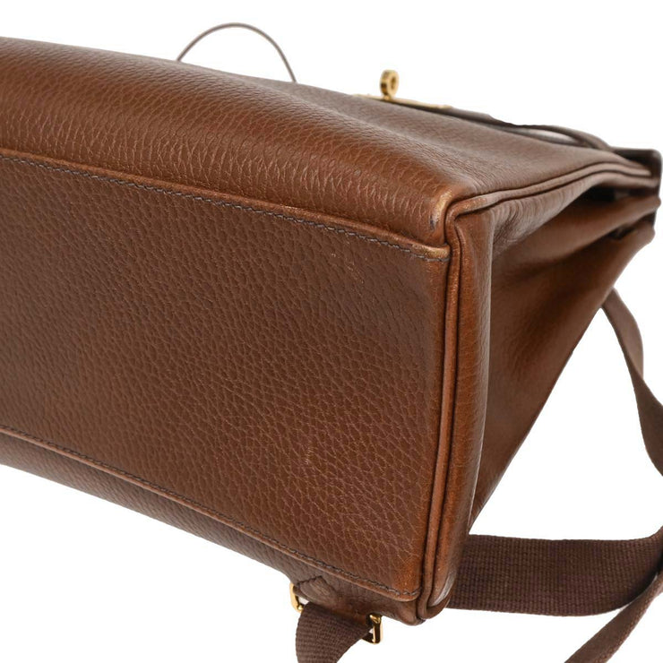 Hermes Marron Fonce Ardennes Kelly A Dos GM Backpack 10 Circle:Z YQ00760
