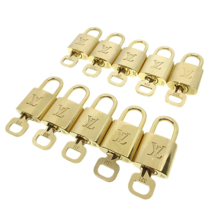 Louis Vuitton Padlock & Key Bag Accessories Charm 10 Piece Set Gold 13338