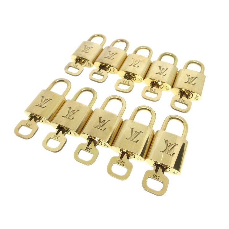 Louis Vuitton Padlock & Key Bag Accessories Charm 10 Piece Set Gold 52044