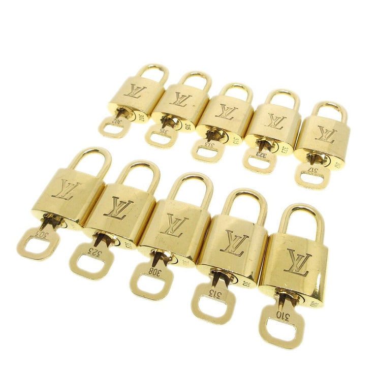 Louis Vuitton Padlock & Key Bag Accessories Charm 10 Piece Set Gold 23229