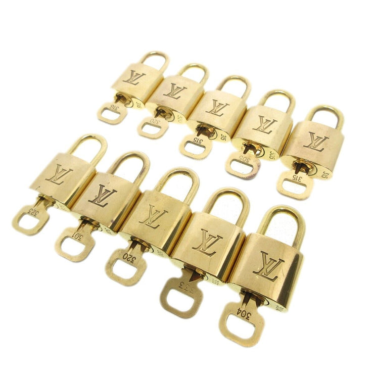Louis Vuitton Padlock & Key Bag Accessories Charm 10 Piece Set Gold 52057