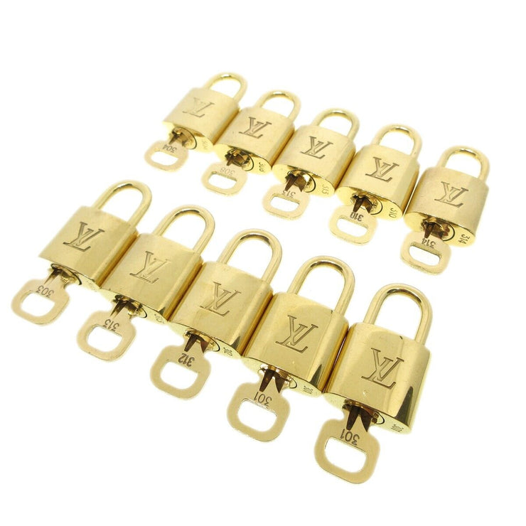 Louis Vuitton Padlock & Key Bag Accessories Charm 10 Piece Set Gold 73441