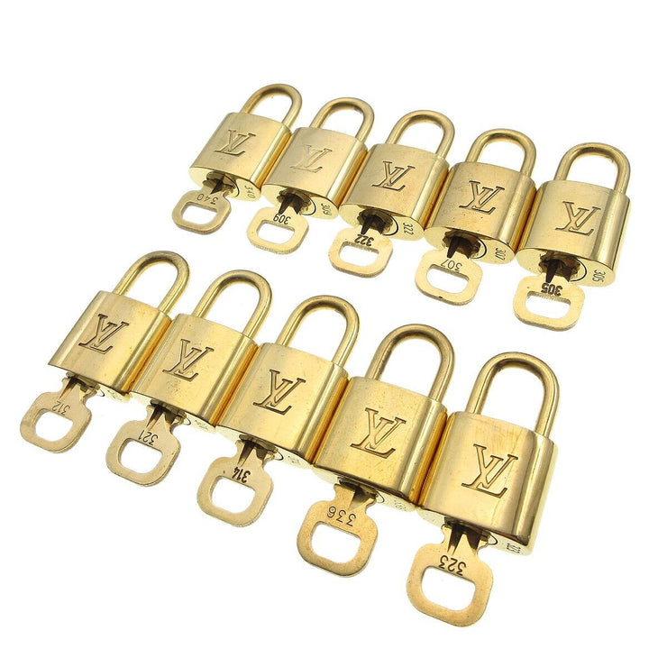Louis Vuitton Padlock & Key Bag Accessories Charm 10 Piece Set Gold 22906