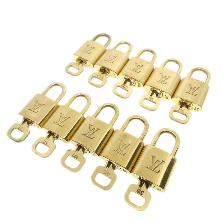 Louis Vuitton Padlock & Key Bag Accessories Charm 10 Piece Set Gold 94556