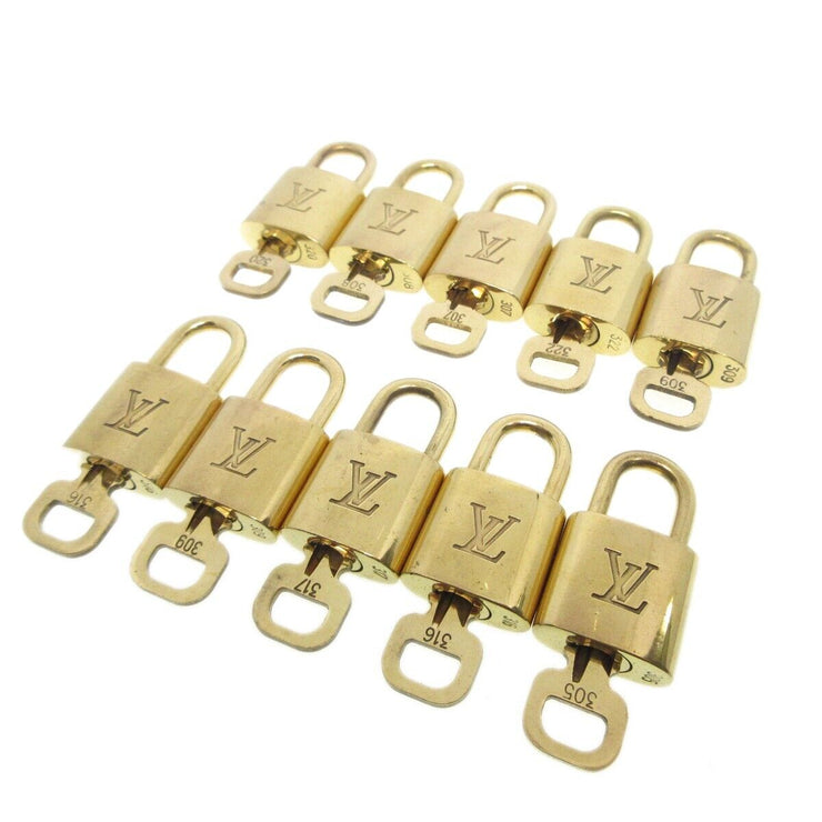 Louis Vuitton Padlock & Key Bag Accessories Charm 10 Piece Set Gold 43620