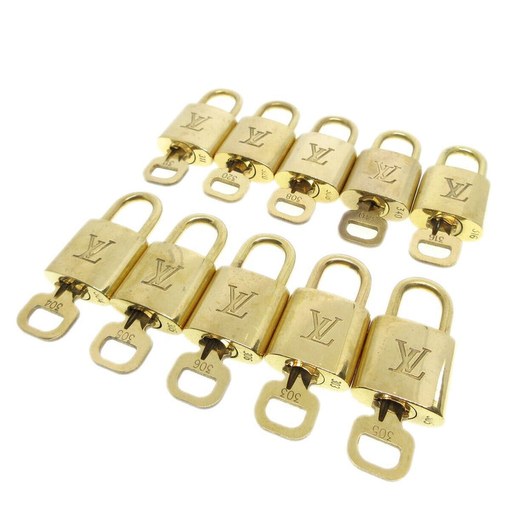 Louis Vuitton Padlock & Key Bag Accessories Charm 10 Piece Set Gold 52043