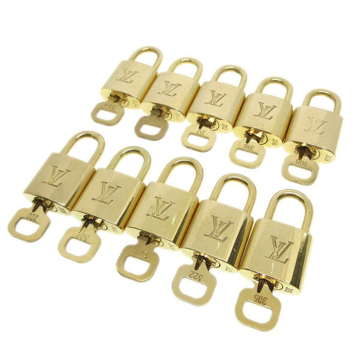 Louis Vuitton Padlock & Key Bag Accessories Charm 10 Piece Set Gold 52064