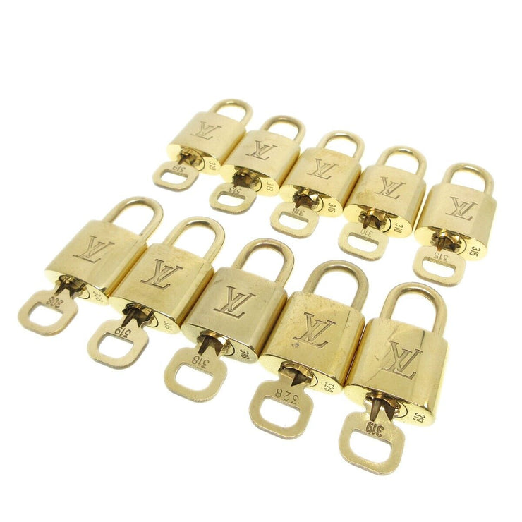 Louis Vuitton Padlock & Key Bag Accessories Charm 10 Piece Set Gold 13353