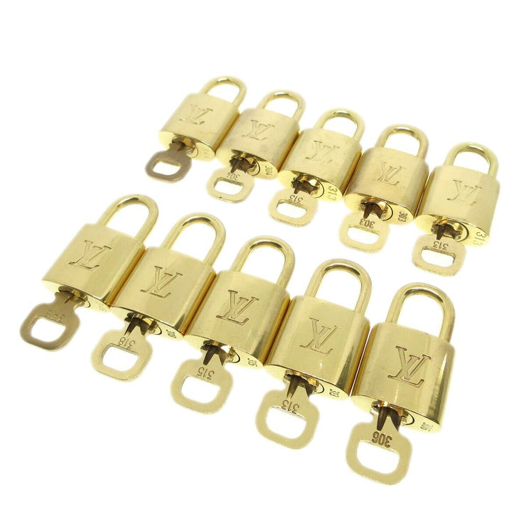 Louis Vuitton Padlock & Key Bag Accessories Charm 10 Piece Set Gold 13336