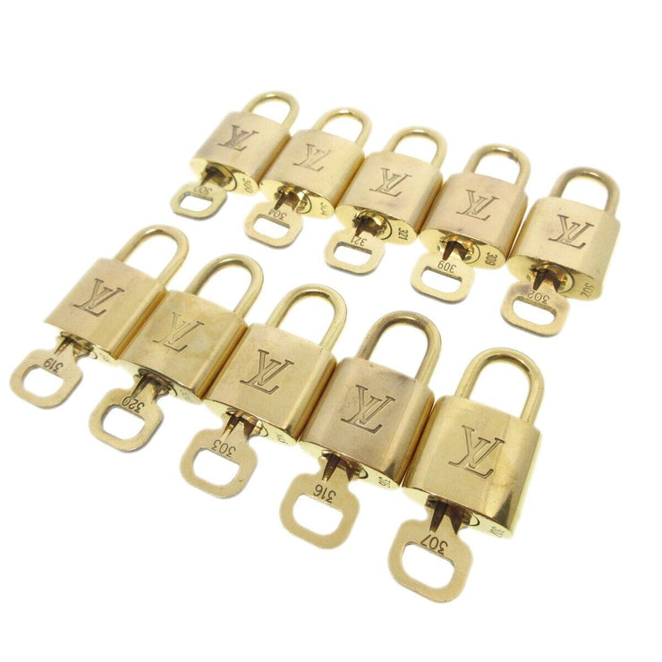 Louis Vuitton Padlock & Key Bag Accessories Charm 10 Piece Set Gold 13331