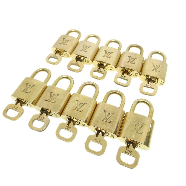 Louis Vuitton Padlock & Key Bag Accessories Charm 10 Piece Set Gold 51961