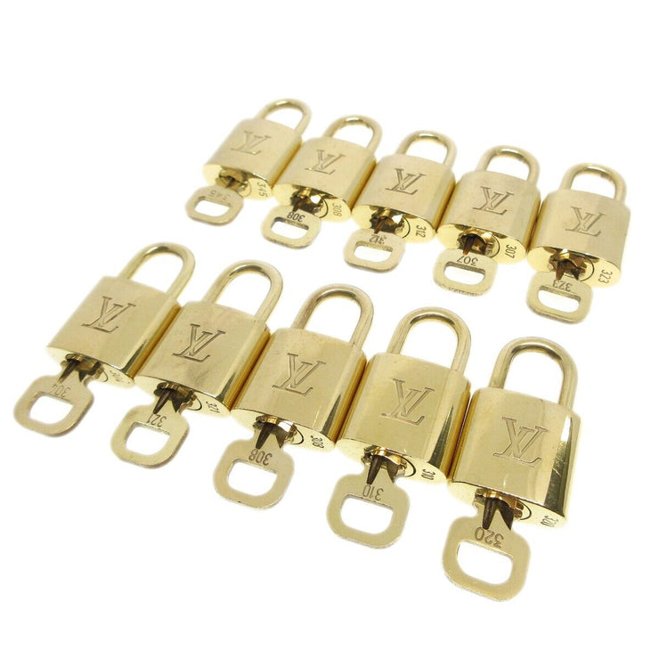 Louis Vuitton Padlock & Key Bag Accessories Charm 10 Piece Set Gold 13160