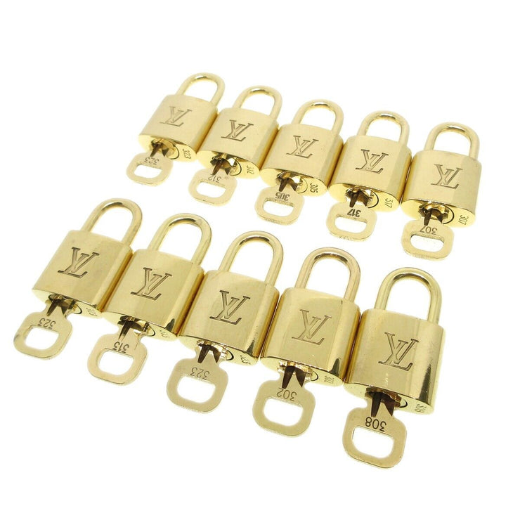 Louis Vuitton Padlock & Key Bag Accessories Charm 10 Piece Set Gold 44935