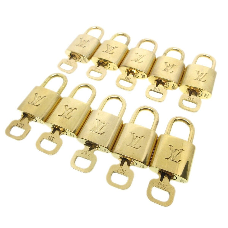 Louis Vuitton Padlock & Key Bag Accessories Charm 10 Piece Set Gold 13319