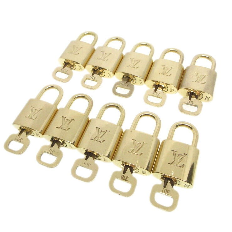 Louis Vuitton Padlock & Key Bag Accessories Charm 10 Piece Set Gold 52069