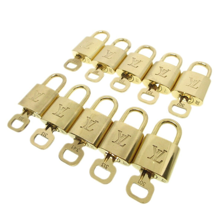 Louis Vuitton Padlock & Key Bag Accessories Charm 10 Piece Set Gold 13324