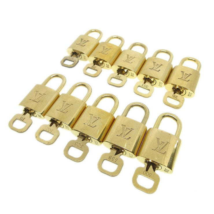 Louis Vuitton Padlock & Key Bag Accessories Charm 10 Piece Set Gold 13329