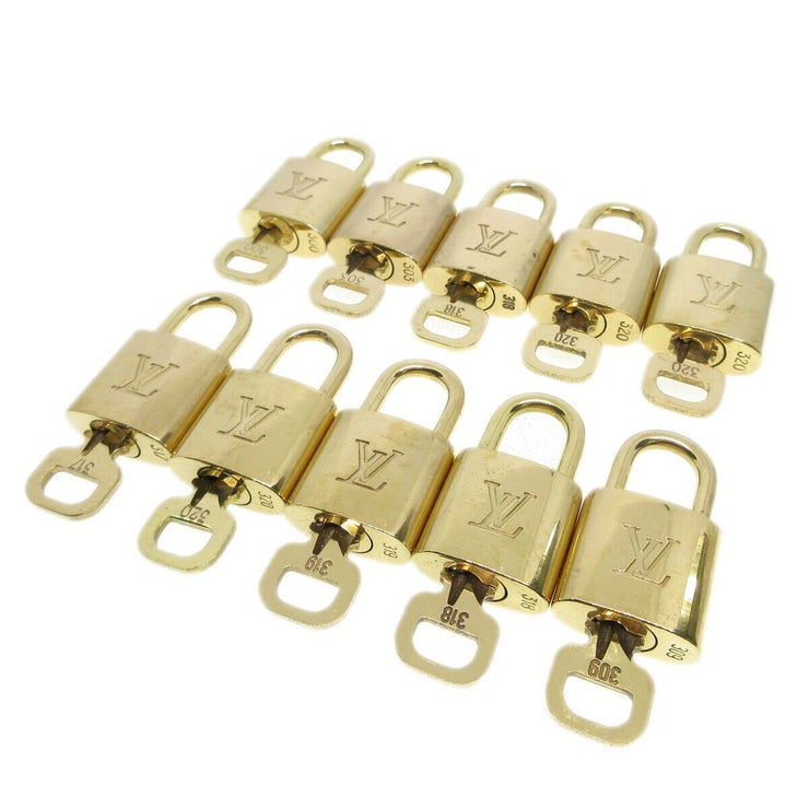Louis Vuitton Padlock & Key Bag Accessories Charm 10 Piece Set Gold 52079
